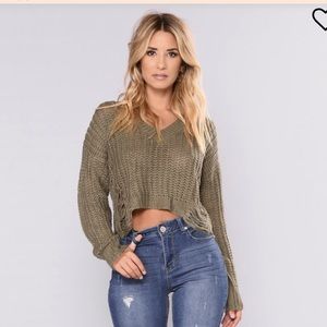 Fashion Nova Distressed Green Crop Top